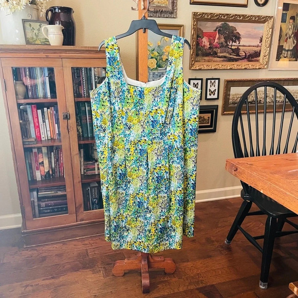 Nine West women’s plus sleeveless dress pockets wedding guest SZ 20W blue green - Picture 3 of 11